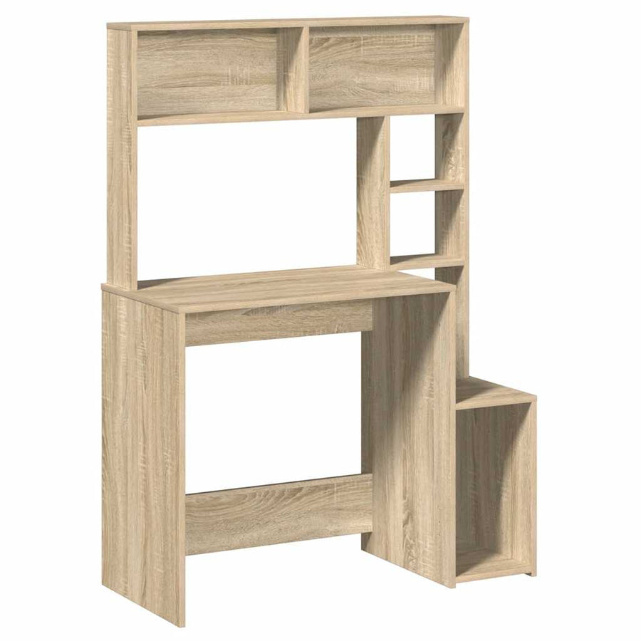 Desk with Shelves Sonoma Oak 100x45x140 cm Engineered Wood