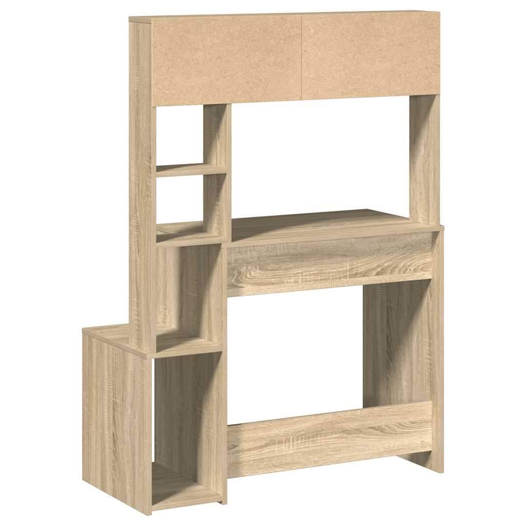 Desk with Shelves Sonoma Oak 100x45x140 cm Engineered Wood