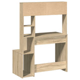 Desk with Shelves Sonoma Oak 100x45x140 cm Engineered Wood - Rear View