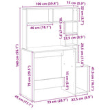 Desk with Shelves Sonoma Oak 100x45x140 cm Engineered Wood