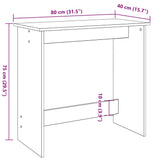 Desk White 80x40x75 cm Engineered Wood