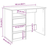 Desk White 102x50x75 cm Engineered Wood - Extra Image