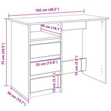 Desk Sonoma Oak 102x50x75 cm Engineered Wood