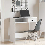 Desk White 80x40x75 cm Engineered Wood - Side View