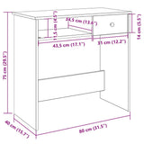 Desk White 80x40x75 cm Engineered Wood - Extra Image