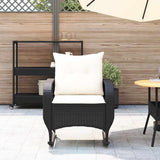 Garden Rocking Chair with Cushions Black Poly Rattan - Side View