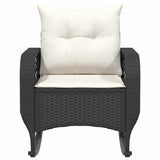 Garden Rocking Chair with Cushions Black Poly Rattan - Top-Down View