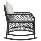 Garden Rocking Chair with Cushions Black Poly Rattan - 45-Degree Angle