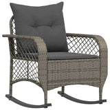 Garden Rocking Chair with Cushions Grey Poly Rattan - Front View