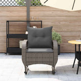 Garden Rocking Chair with Cushions Grey Poly Rattan - Side View