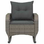 Garden Rocking Chair with Cushions Grey Poly Rattan