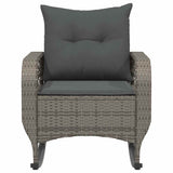 Garden Rocking Chair with Cushions Grey Poly Rattan - Top-Down View