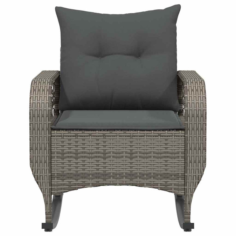Garden Rocking Chair with Cushions Grey Poly Rattan