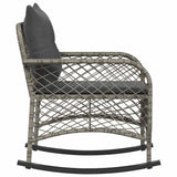 Garden Rocking Chair with Cushions Grey Poly Rattan - 45-Degree Angle