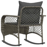Garden Rocking Chair with Cushions Grey Poly Rattan - Rear View