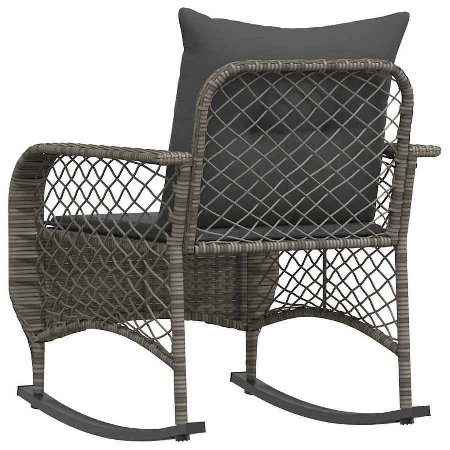 Garden Rocking Chair with Cushions Grey Poly Rattan