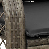 Garden Rocking Chair with Cushions Grey Poly Rattan - Low Angle