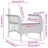 Garden Rocking Chair with Cushions Grey Poly Rattan