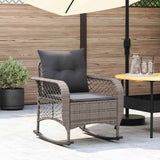 Garden Rocking Chair with Cushions Grey Poly Rattan
