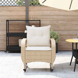 Garden Rocking Chair with Cushions Beige Poly Rattan - Side View