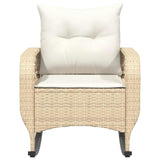 Garden Rocking Chair with Cushions Beige Poly Rattan - Top-Down View