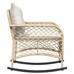 Garden Rocking Chair with Cushions Beige Poly Rattan
