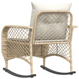 Garden Rocking Chair with Cushions Beige Poly Rattan - Rear View