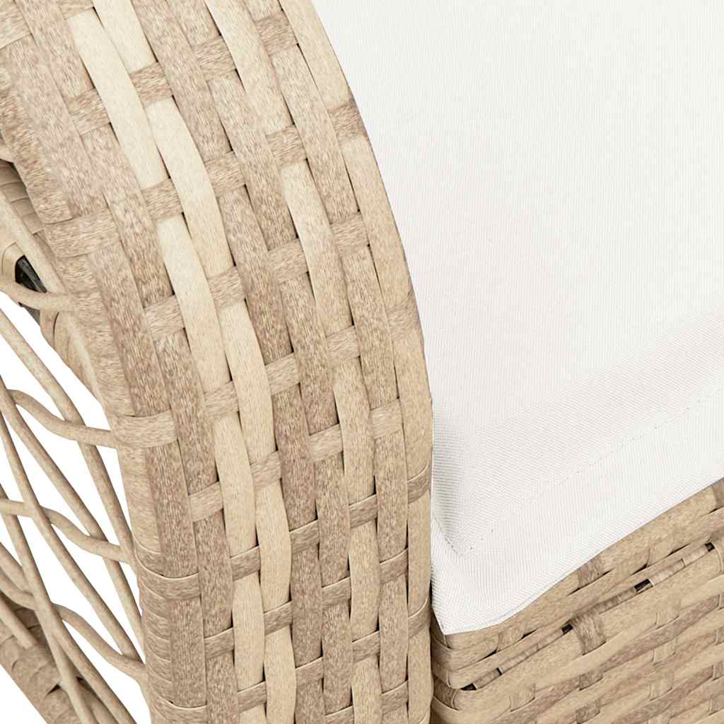 Garden Rocking Chair with Cushions Beige Poly Rattan