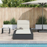 Sunbed with Floating Cushion Black Poly Rattan - Side View