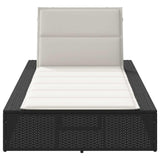 Sunbed with Floating Cushion Black Poly Rattan - Top-Down View