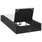 Sunbed with Floating Cushion Black Poly Rattan - Low Angle