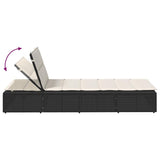 Sunbed with Floating Cushion Black Poly Rattan - Extra Image