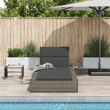 Sunbed with Floating Cushion Grey Poly Rattan - Side View
