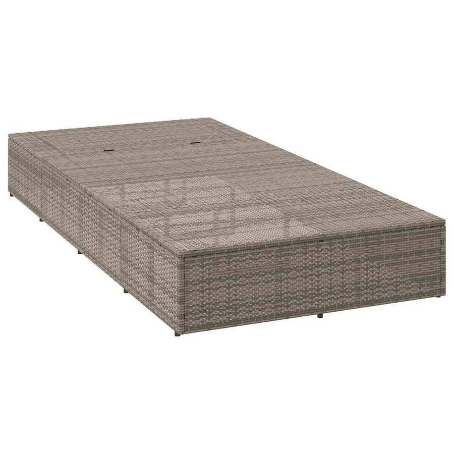 Sunbed with Floating Cushion Grey Poly Rattan