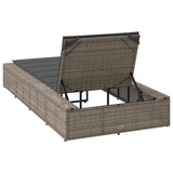 Sunbed with Floating Cushion Grey Poly Rattan - Low Angle