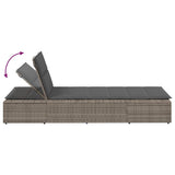 Sunbed with Floating Cushion Grey Poly Rattan - Extra Image