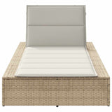 Sunbed with Floating Cushion Beige Poly Rattan - Top-Down View
