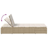 Sunbed with Floating Cushion Beige Poly Rattan - Extra Image