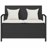 Garden Storage Bench with Cushion Black Poly Rattan - Top-Down View