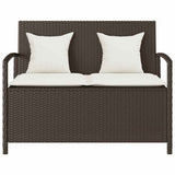 Garden Storage Bench with Cushion Brown Poly Rattan - Top-Down View