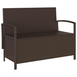Garden Storage Bench with Cushion Brown Poly Rattan