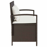 Garden Storage Bench with Cushion Brown Poly Rattan