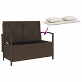 Garden Storage Bench with Cushion Brown Poly Rattan - Extra Image