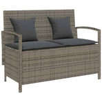 Garden Storage Bench with Cushion Grey Poly Rattan