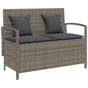 Garden Storage Bench with Cushion Grey Poly Rattan