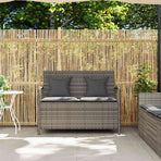 Garden Storage Bench with Cushion Grey Poly Rattan