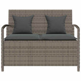 Garden Storage Bench with Cushion Grey Poly Rattan - Top-Down View