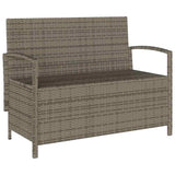 Garden Storage Bench with Cushion Grey Poly Rattan - 45-Degree Angle