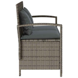 Garden Storage Bench with Cushion Grey Poly Rattan - Close-Up Angle