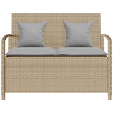 Garden Storage Bench with Cushion Beige Poly Rattan - Top-Down View
